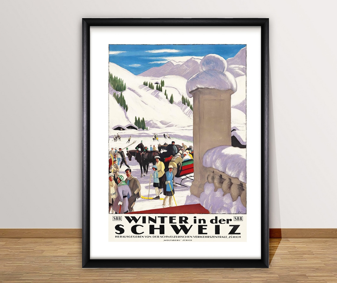 Winter In Der Schweiz Vintage Travel Poster - Image 2