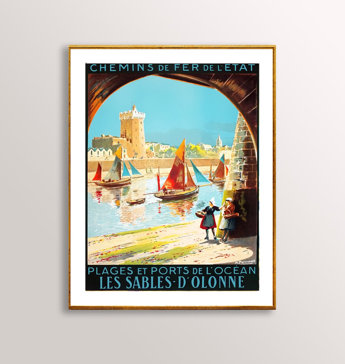 Les Sables Dolonne France Vintage Travel Poster