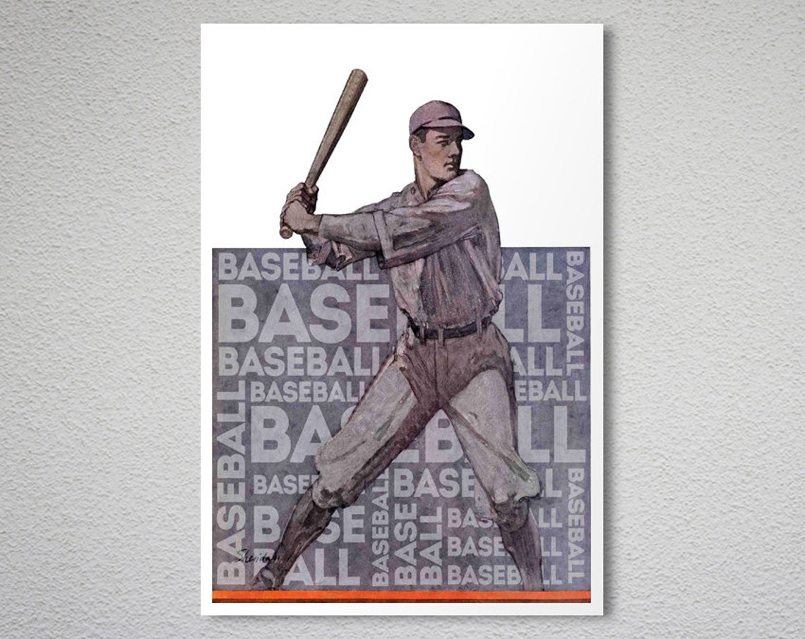 Vintage Baseball Batter Bold Typography Classic Sports Wall Art - Image 2