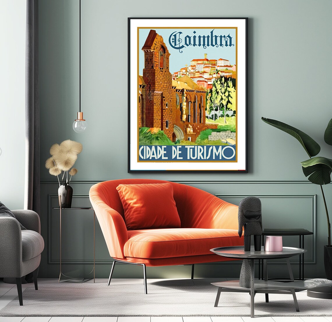 Coimbra Cidade De Turismo Portugal Vintage Travel Poster - Image 2