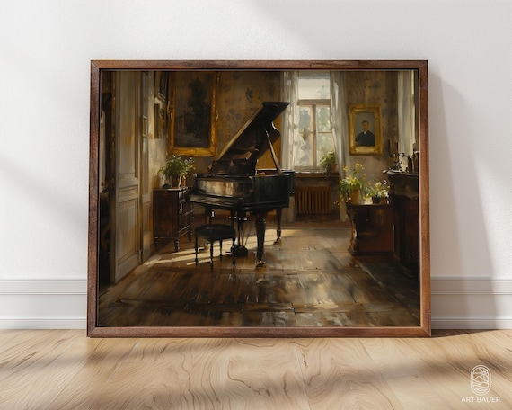 Grand Piano Sunlit Victorian Parlor Elegant Music Room Art Poster