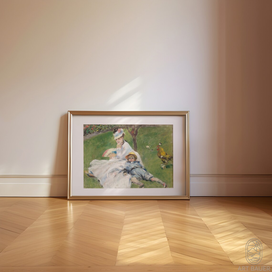 Renoir Madame Monet And Her Son Garden Picnic Fan Impressionist Scene Print - Image 5
