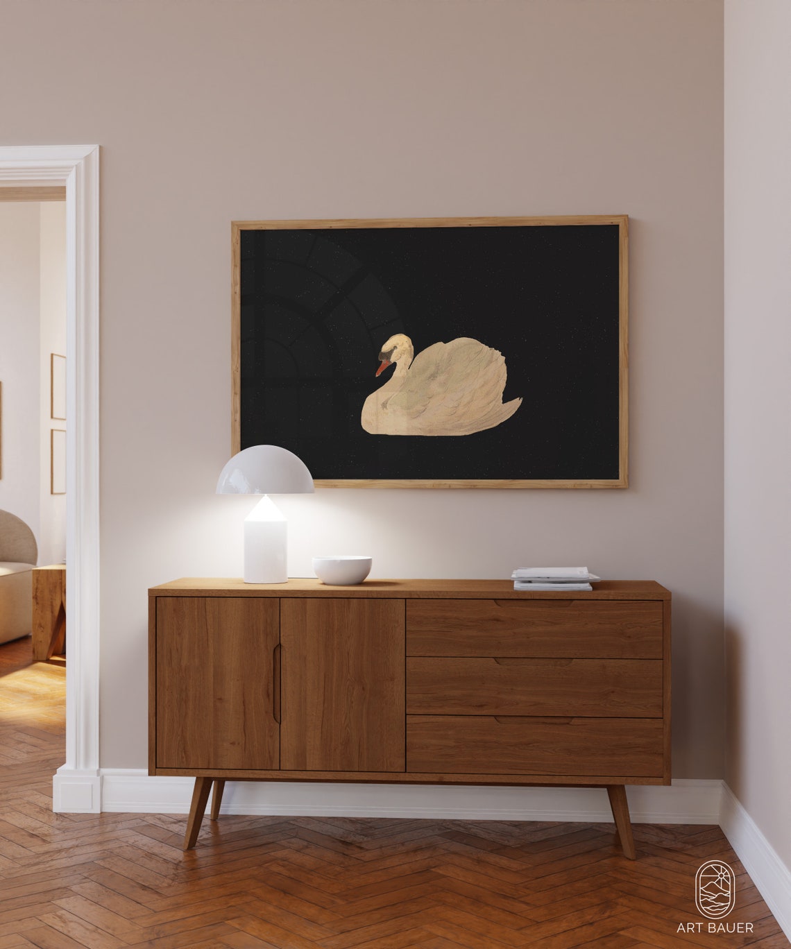 Aert Schouman Mute Swan 1792 White Swan Black Background Art Poster - Image 5