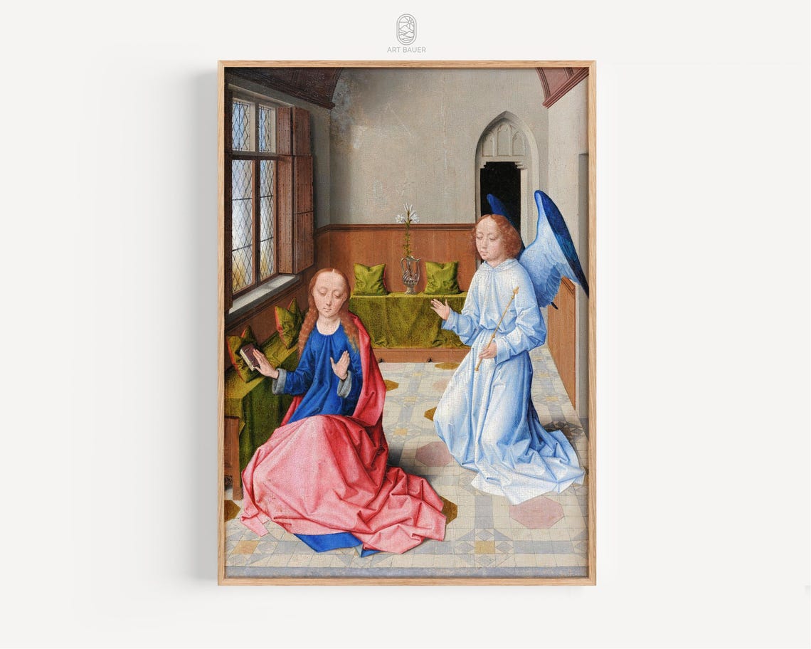 Bouts Annunciation Angel Gabriel and Virgin Mary Gothic Room Print