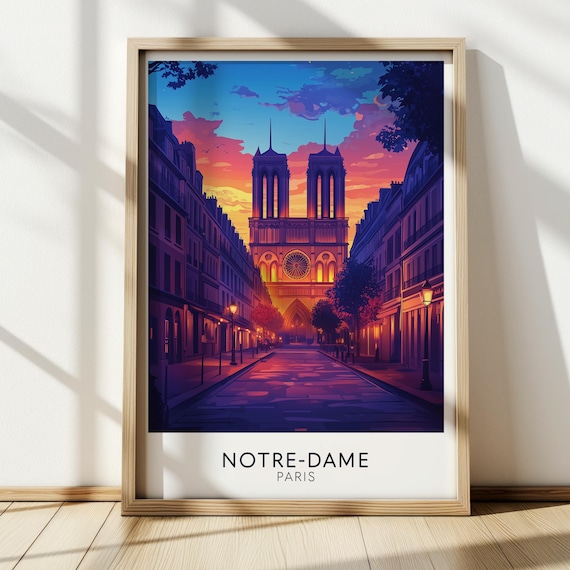 Notredame Vintage Paris Travel Poster