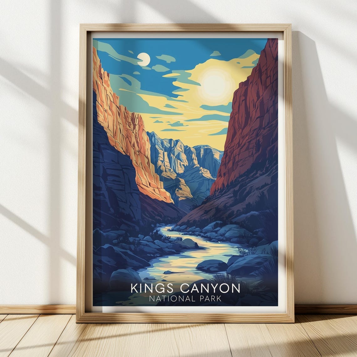 Kings Canyon National Park River Canyon Red Rock Walls Sunset Poster