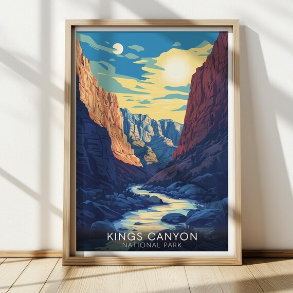 Kings Canyon National Park River Canyon Red Rock Walls Sunset Poster