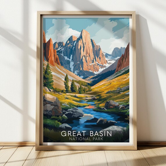 Great Basin National Park Alpine Stream Rocky Peaks Travel Poster