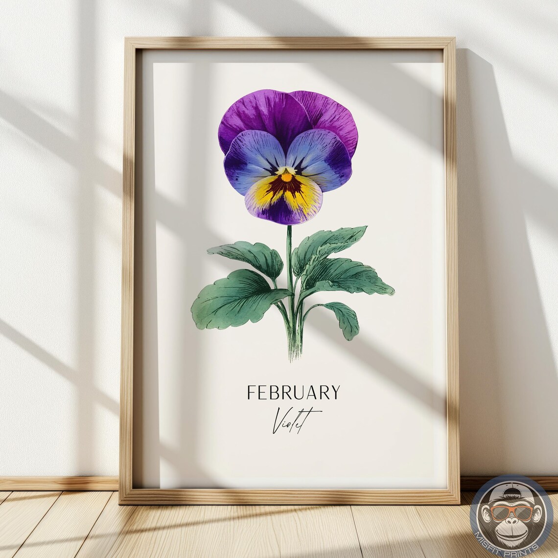 Violet Birth Flower Print February Botanical Art Vintage Illustration