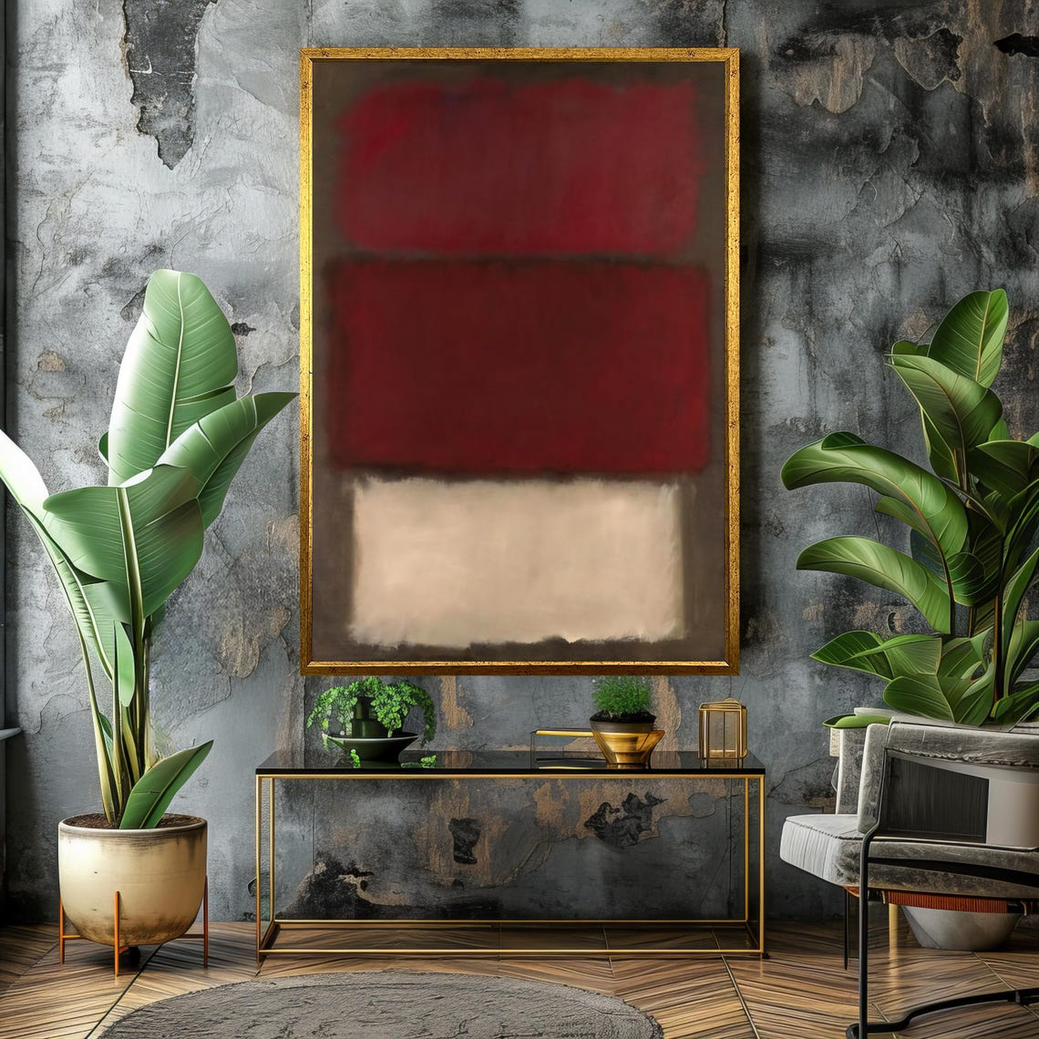Deep Red White Minimalist Color-Field Abstract Modern Poster - Image 4