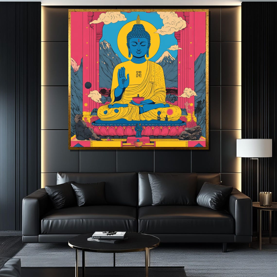 Psychedelic Colorful Buddha Mountain Vibrant Spiritual Poster - Image 4