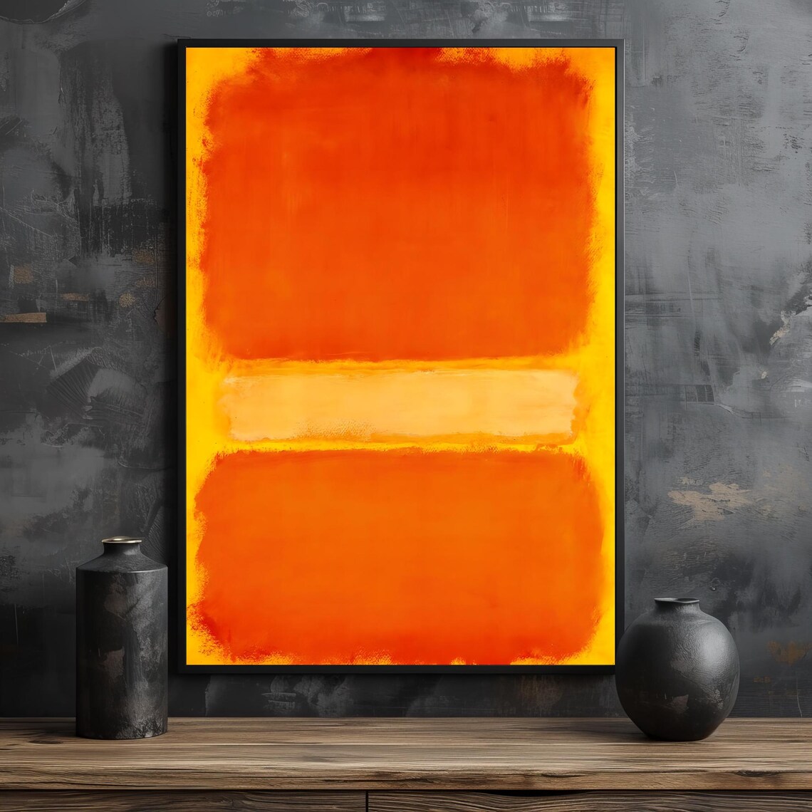 Fiery Orange Yellow Color Field Abstract Blocks Modern Poster - Image 2