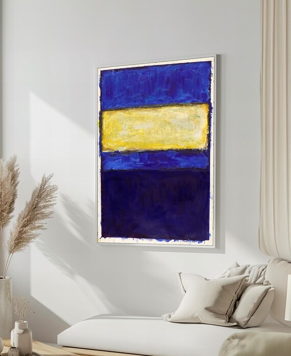 Mark Rothko Painting Bold Blue And Yellow Abstract Art With Textured Layers Ideal Gift For Art Collectors