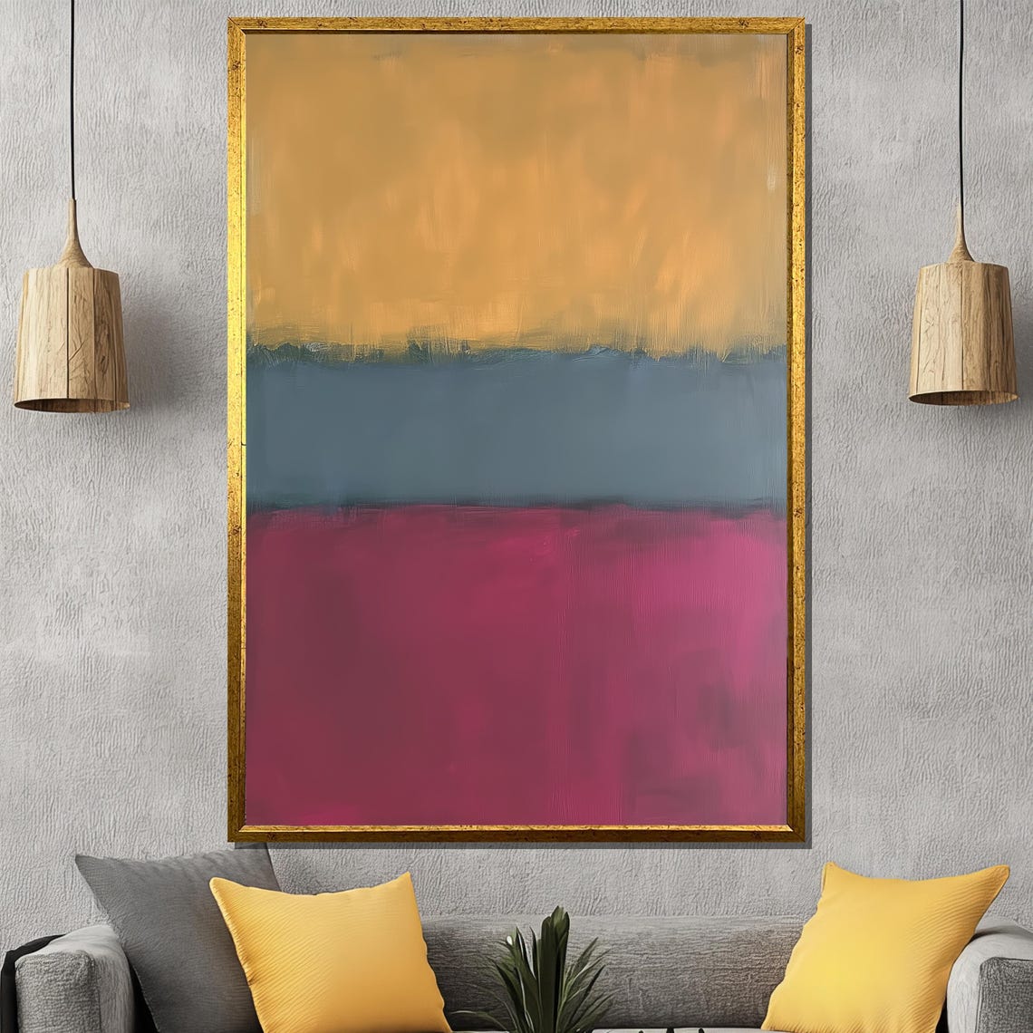 Rothko Style Gold Gray Magenta Bands Color Block Abstract Art Poster