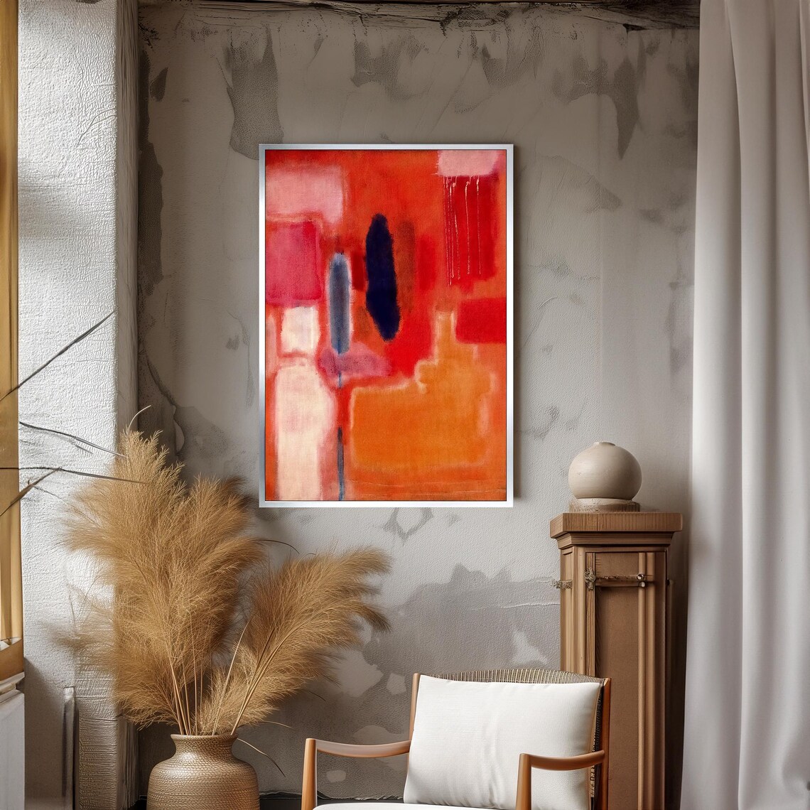 Dynamic Abstract Painting With Rich Red And Orange Hues Mark Rothko Art For Modern Home Decor Unique Gift Idea - Image 3