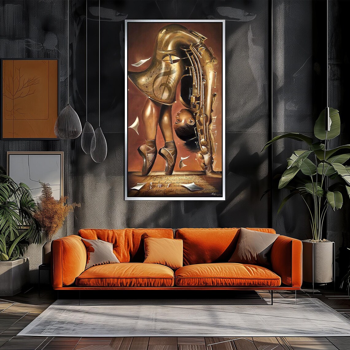 Surreal Ballerina Merged With A Golden Saxophone In Dreamlike Art Poster - Image 3