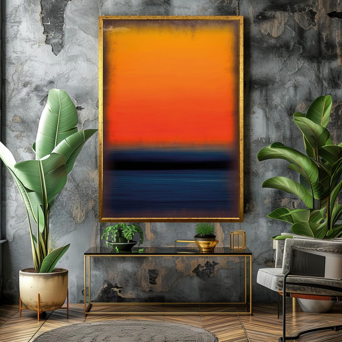 Sunset Mark Rothko Painting In Vibrant Oranges And Deep Blues Bold Abstract Art Gift For Modern Decor - Image 4