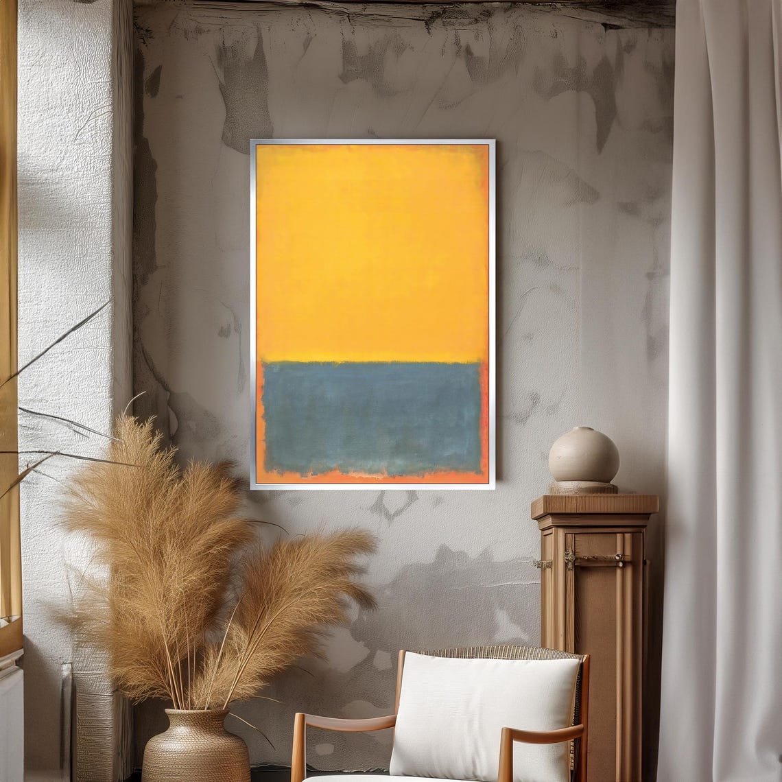 Mark Rothko Style Sunlit Yellow And Deep Green Abstract Art Poster - Image 3