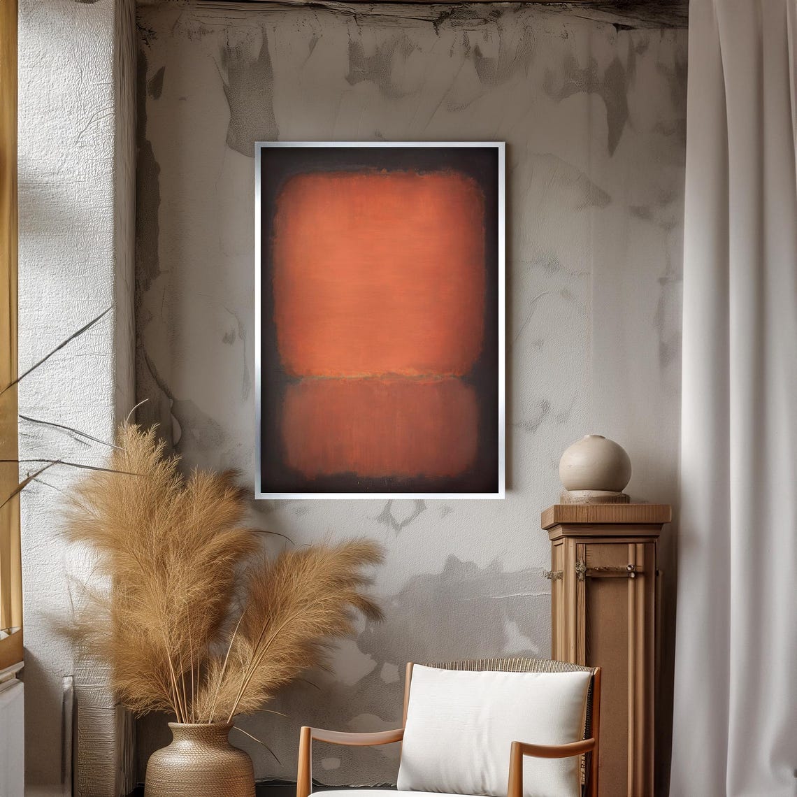 Mark Rothko Style Warm Orange And Deep Brown Abstract Art Poster - Image 3