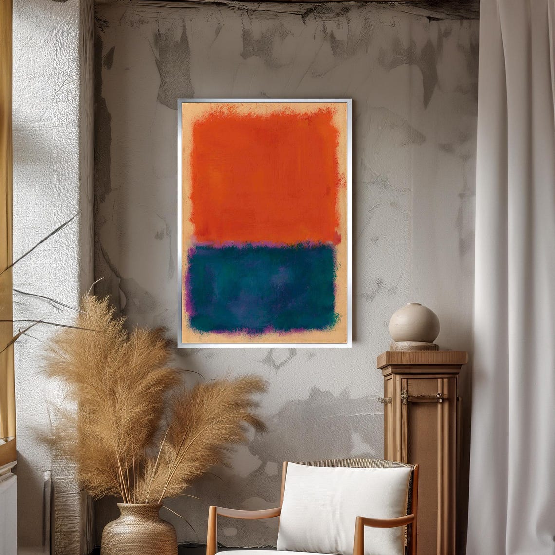 Bold Orange And Deep Blue Abstract Painting By Mark Rothko Vibrant Modern Art For Contemporary Spaces Gift Idea - Image 3