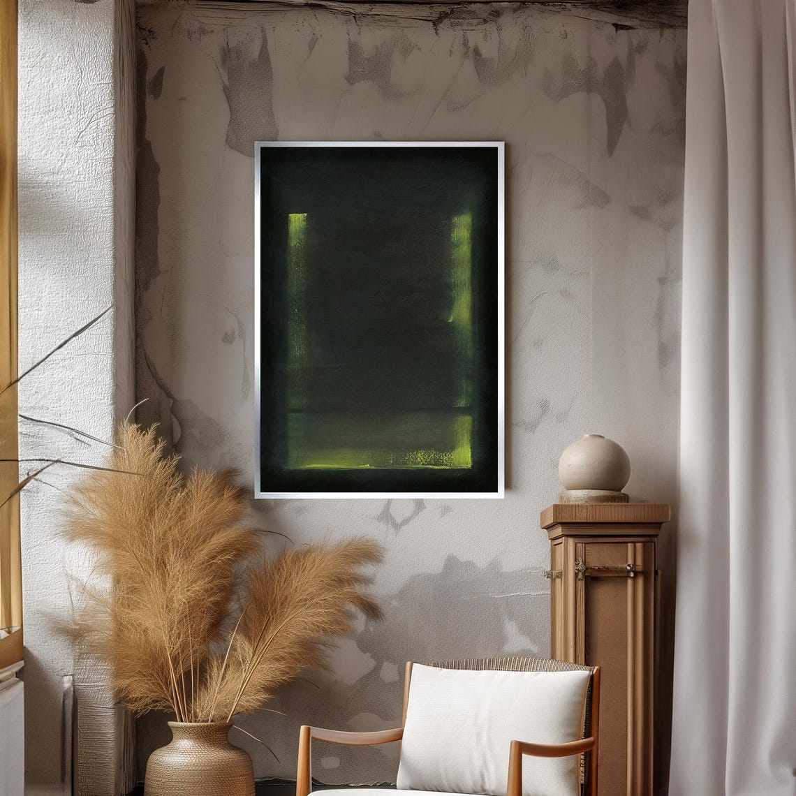 Dark Moody Green Black Color Field Abstract Modern Decor Poster - Image 3