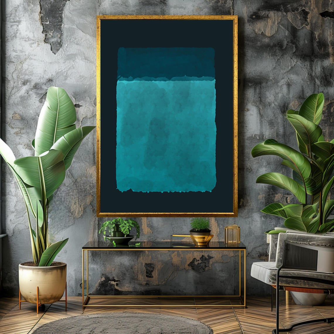 Mark Rothko Style Deep Teal Monolith Abstract Color Field Art Poster - Image 4