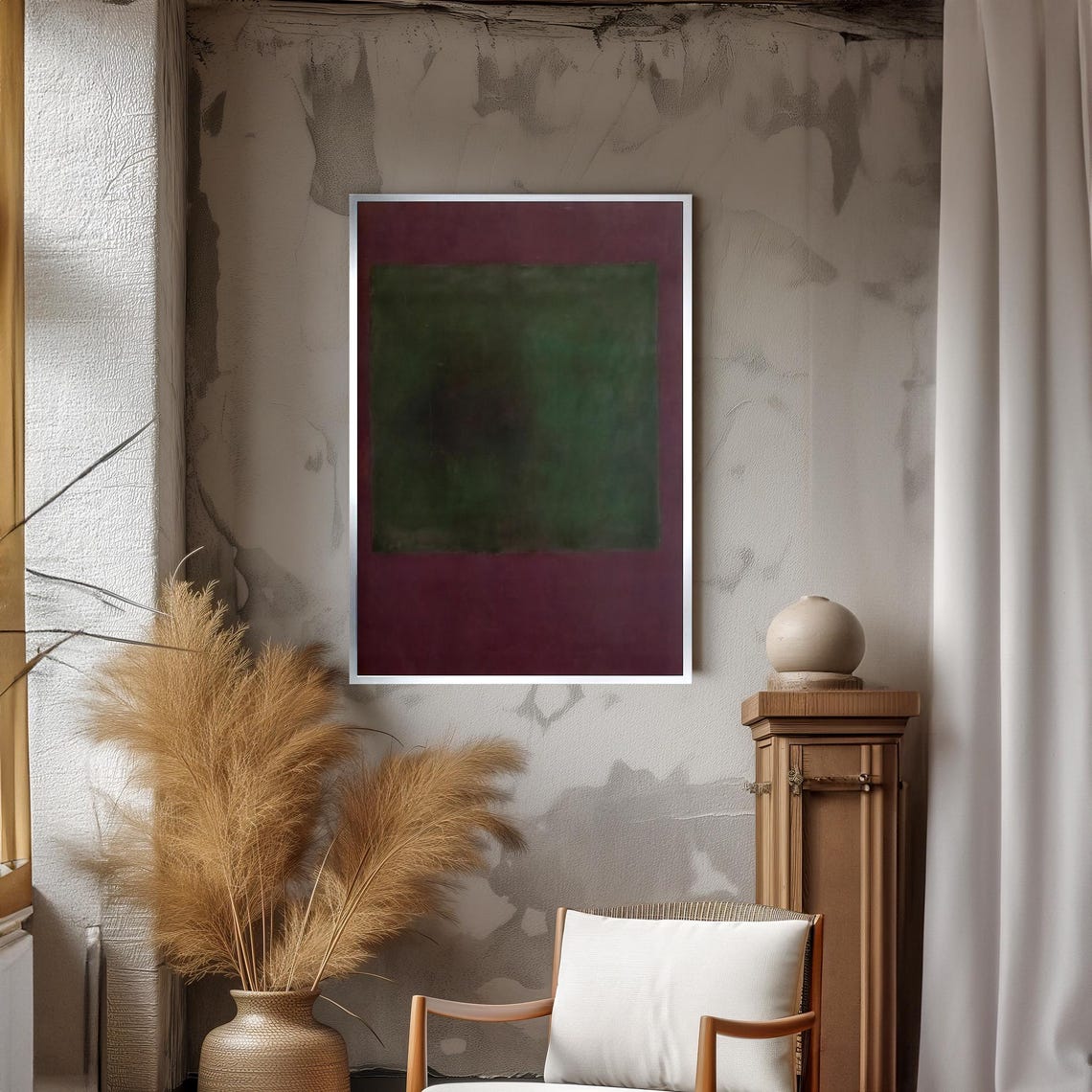 Mystical Deep Green Purple Atmospheric Abstract Decor Art Poster - Image 3