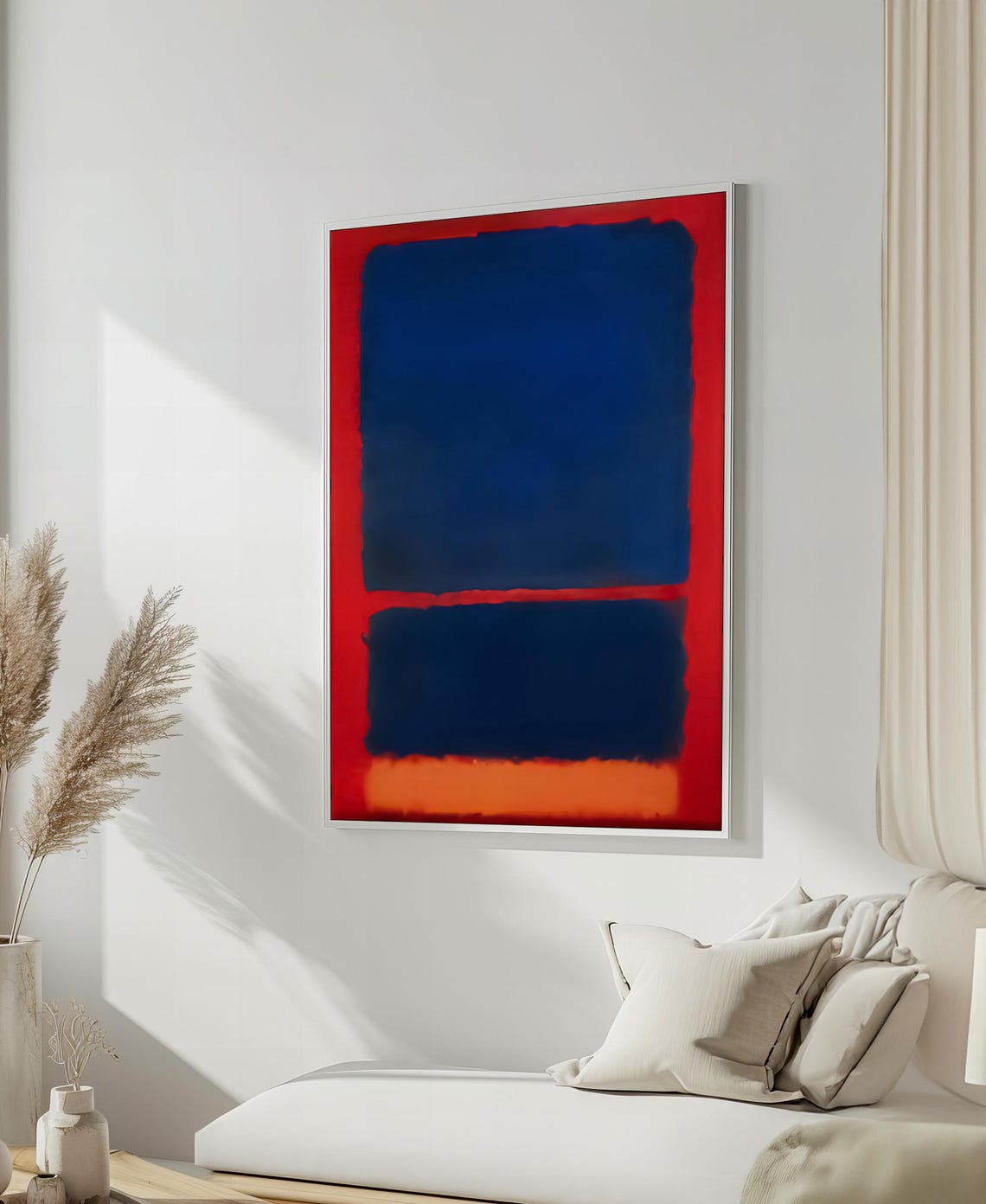 Mark Rothko Style Deep Blue And Fiery Red Abstract Art Poster