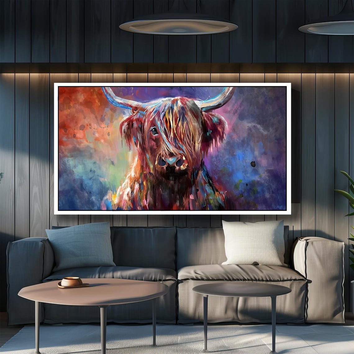 Vibrant Highland Cow Art Bold And Colorful Abstract Painting For Rustic And Modern Decor Unique Gift Idea - Image 2
