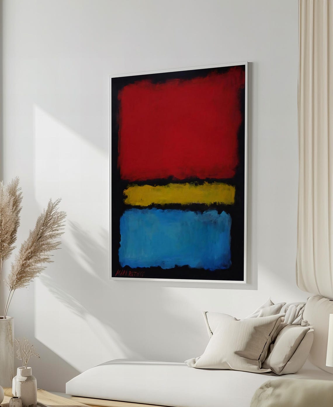 Vibrant Mark Rothko Painting In Bold Red Yellow And Blue Striking Abstract Art Gift For Modern Spaces