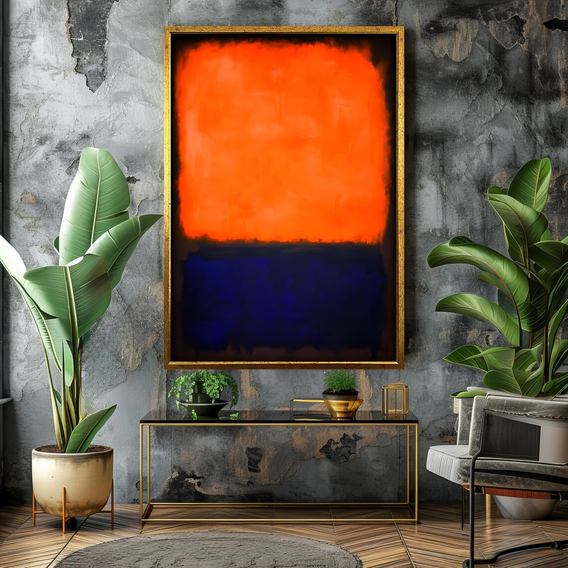 Mark Rothko Style Vibrant Orange And Deep Blue Abstract Art Poster - Image 4