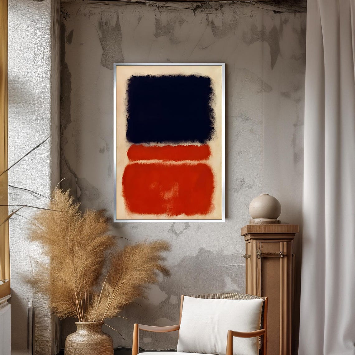 Mark Rothko Style Deep Black And Fiery Red Abstract Art Poster - Image 3