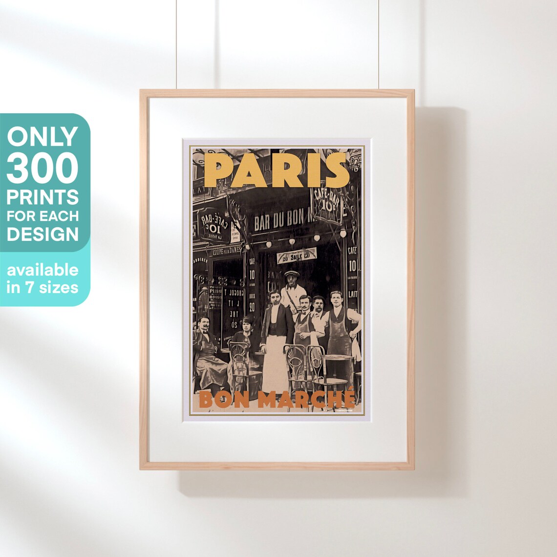 Paris Bon Marche Vintage Cafe Brasserie Scene Retro Travel Poster - Image 3