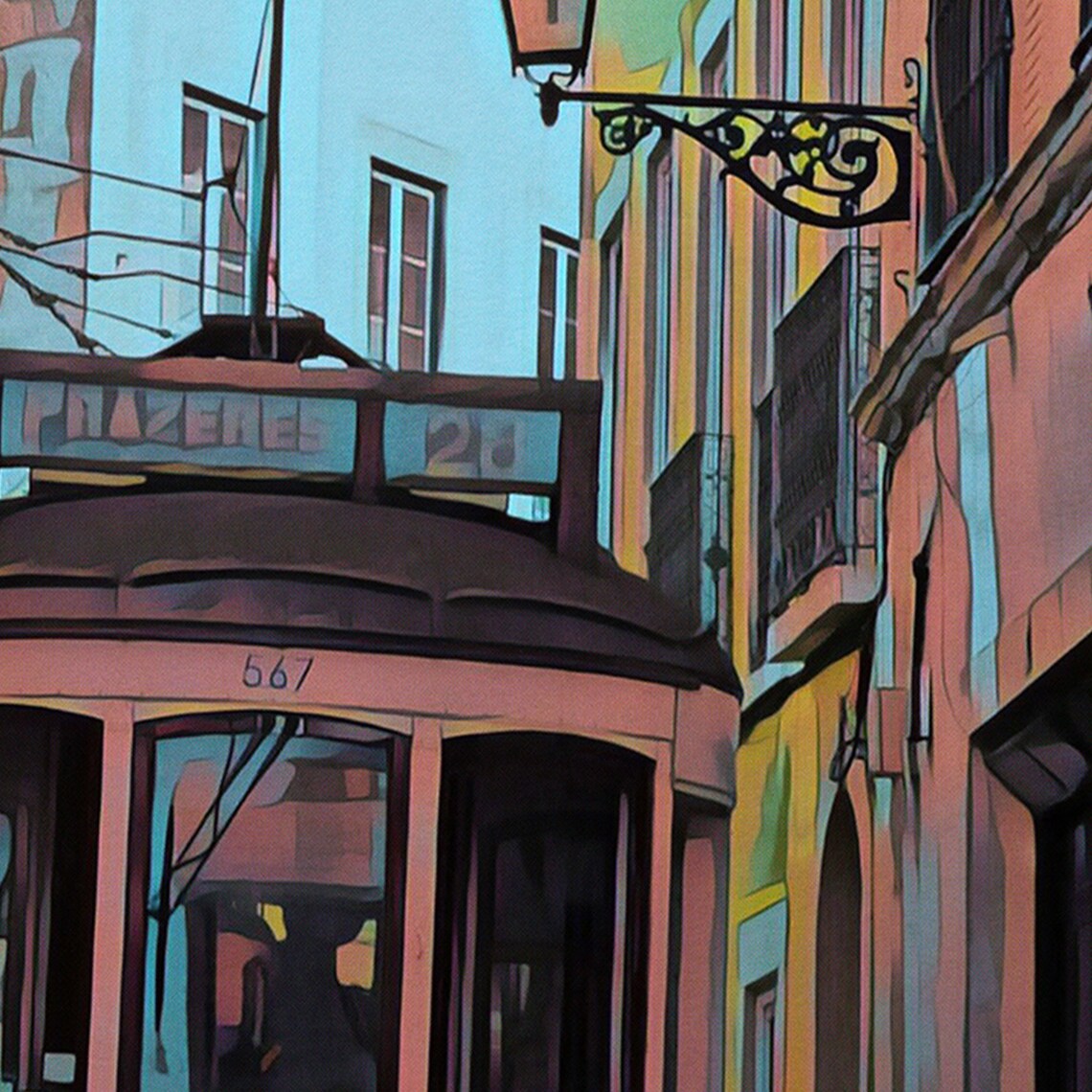 Lisbon Poster In Front Of The Tram By Alecse Limited Edition Portugal Travel Poster Classic Poster Of Lisbons Tramway - Image 4