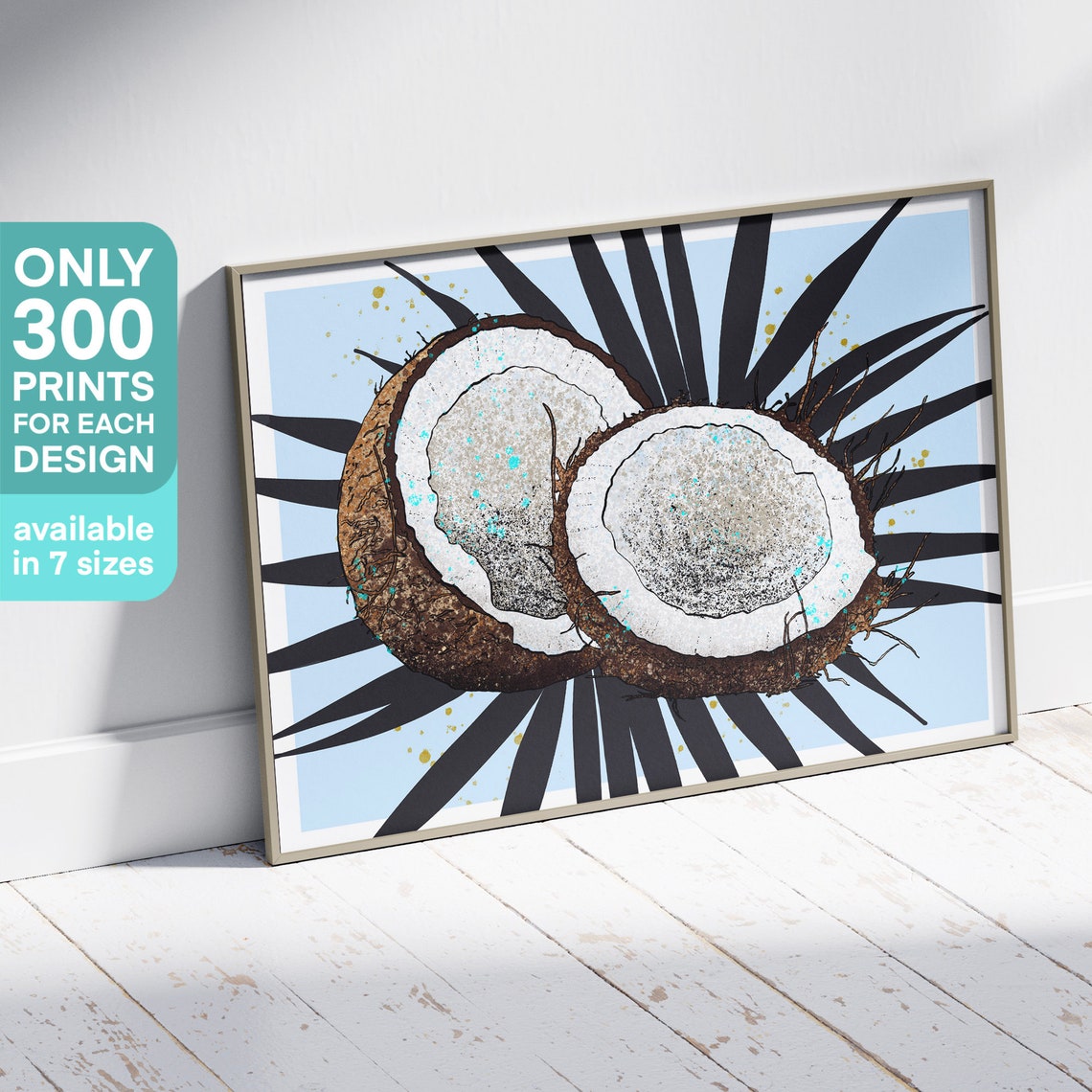 Coconut Pop Art Poster Tropical Fruit Botanical Kitchen Wall Decor - Image 3