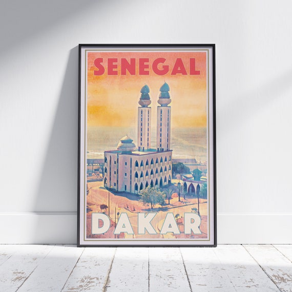 Dakar Poster Fishermen Mosque By Alecse Limited Edition Senegal Travel Poster Senegal Decor Gift Dakar Gallery Wall Print Of Senegal