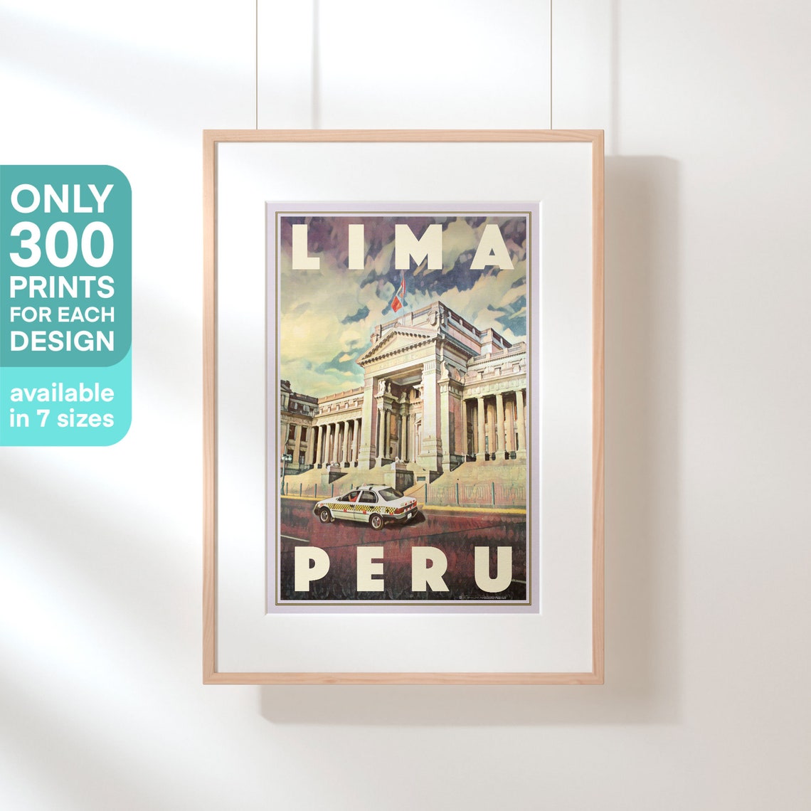 Lima Peru Neoclassical Palace Retro Travel Gallery City Poster - Image 3