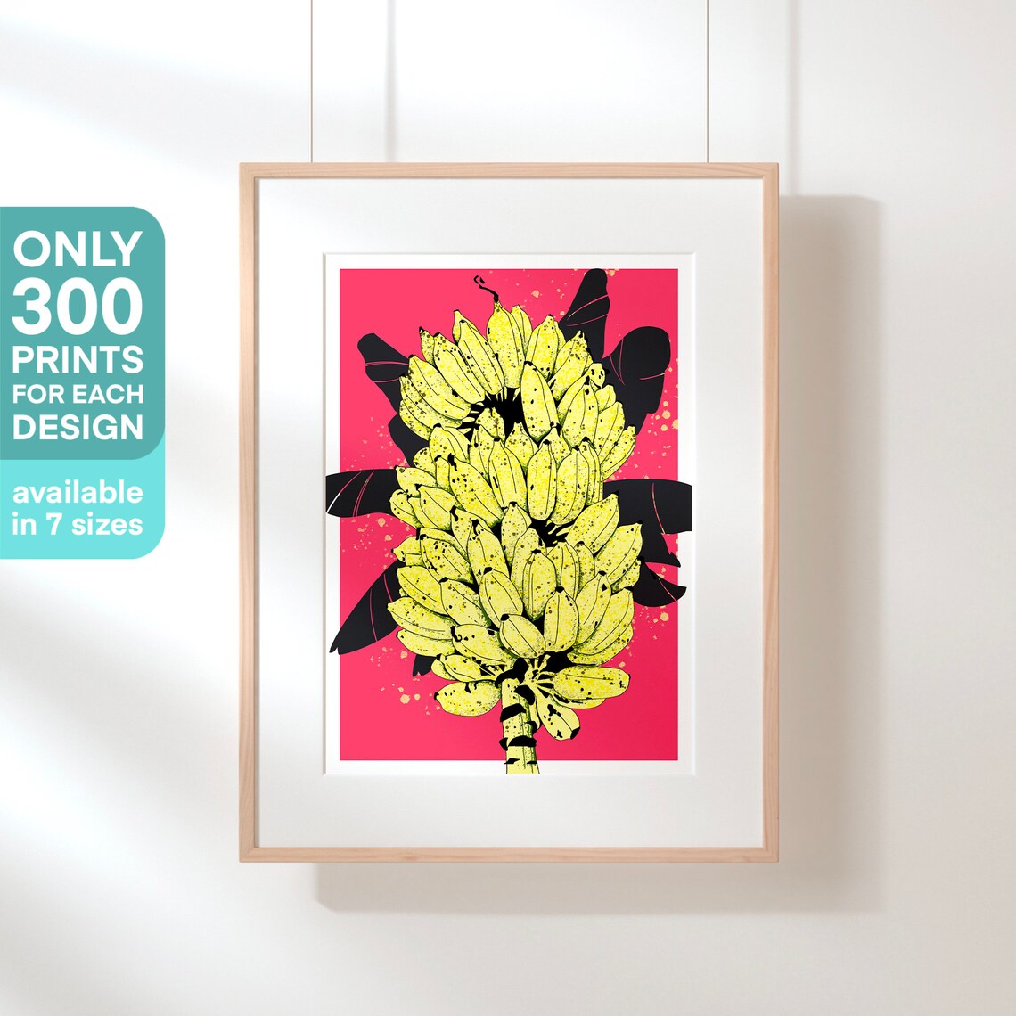 Banana Pop Art Poster Neon Pink Exotic Fruit Botanical Kitchen Decor - Image 3