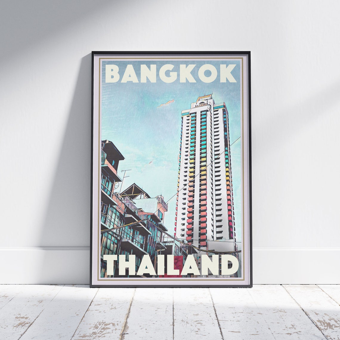 Bangkok Poster Baiyoke By Alecse Limited Edition Thailand Travel Poster Bangkok Gallery Wall Print Of Thailand Thailand Decoration