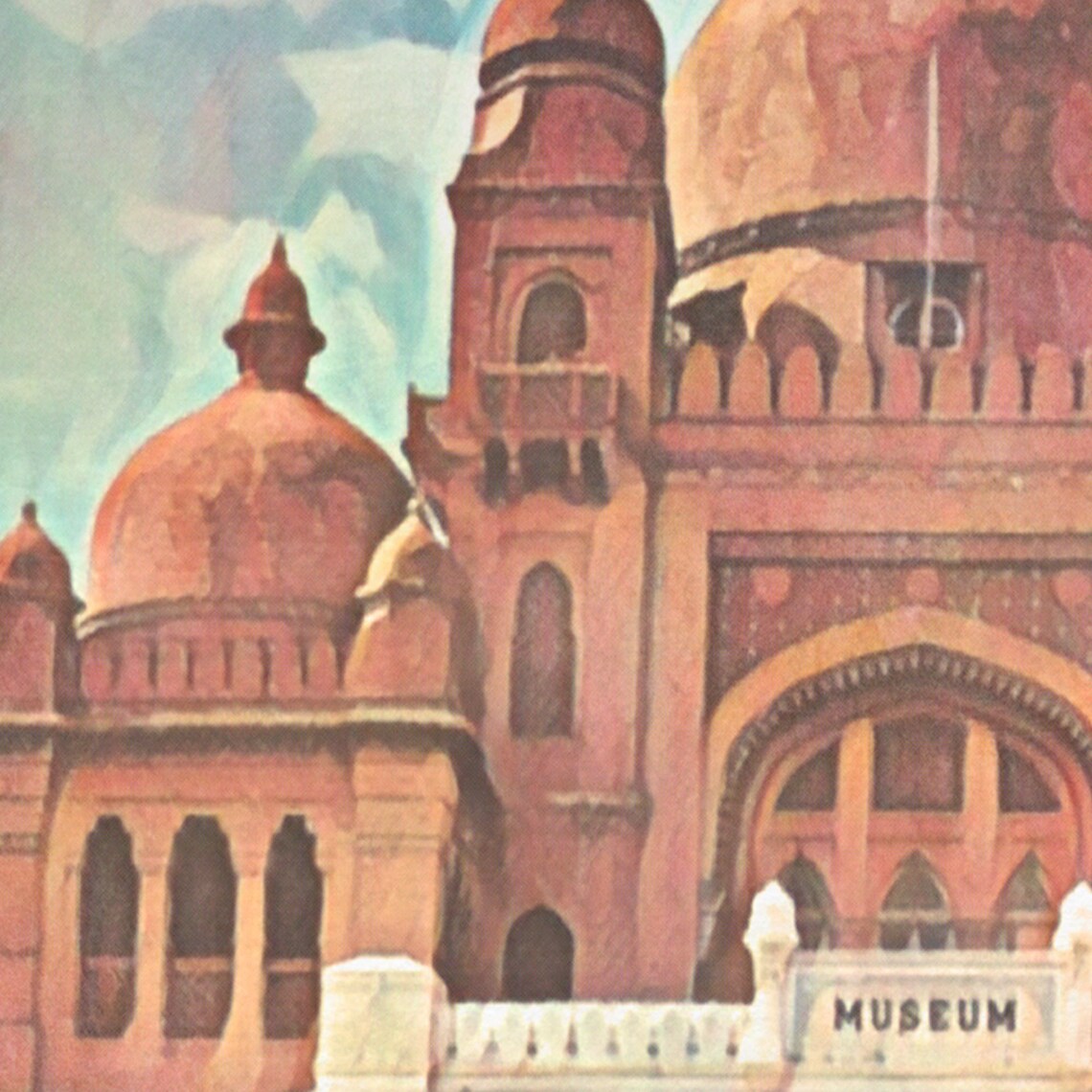 Lahore Pakistan Vintage Travel Poster With Lahore Museum Palace Art - Image 4