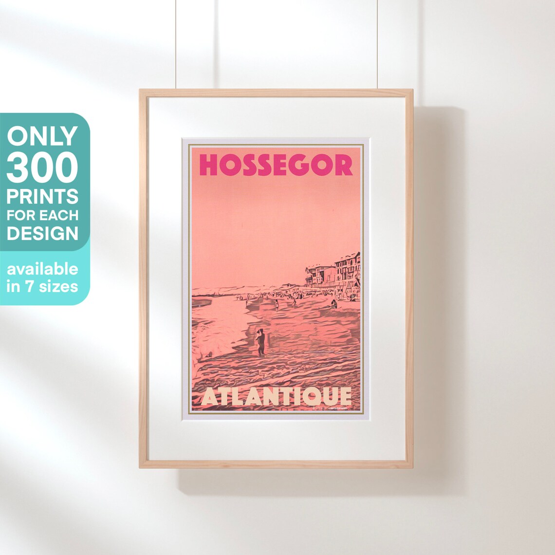 Hossegor Poster Pink By Alecse Limited Edition Hossegor Travel Poster Poster Of Hossegor Landes France Gallery Wall Print Hossegor - Image 3