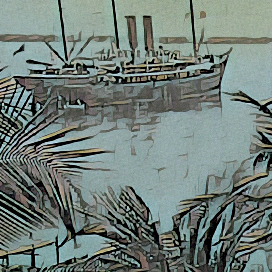 Kingston Harbor Steamship Palm Trees Jamaica Vintage Travel Poster - Image 4