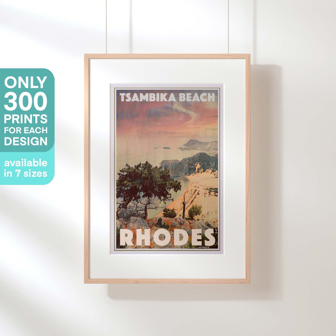 Tsambika Beach Rhodes Greece Coastal Cliff Sunset Travel Poster - Image 3