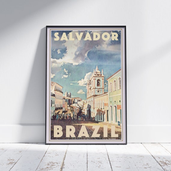 Salvador De Bahia Poster By Alecse Limited Edition Brazil Travel Poster Salvador De Bahia Gallery Wall Print Brazil Decorative Print