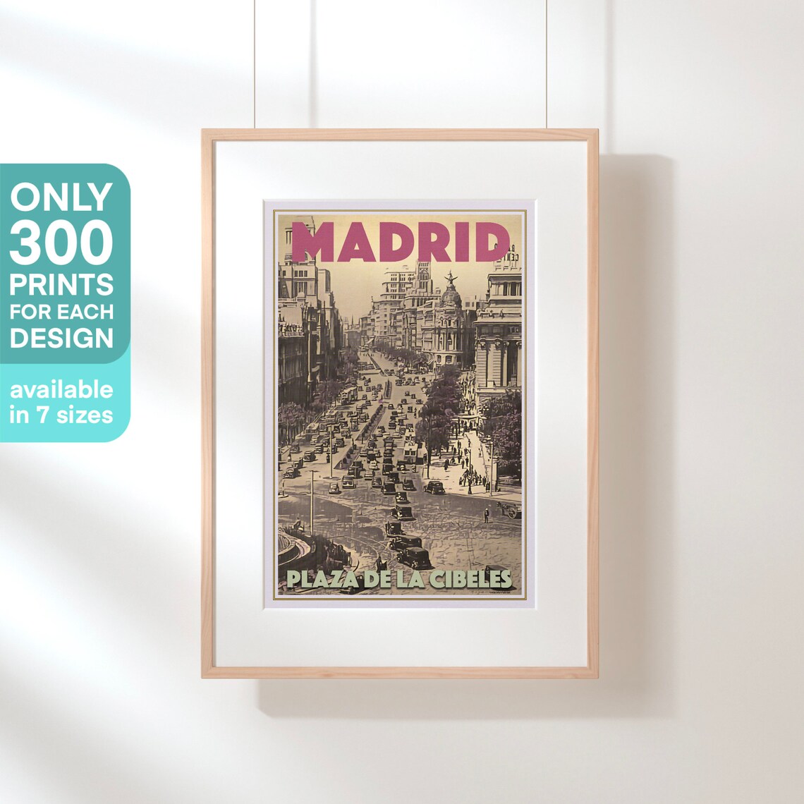 Madrid Plaza de la Cibeles Gran Via Vintage Street Scene Travel Poster - Image 3