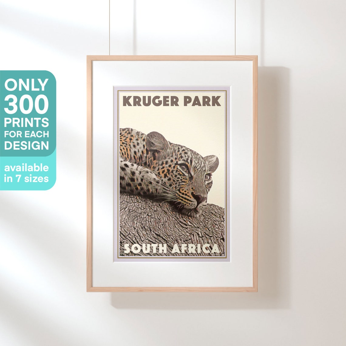 Kruger Park Leopard Resting on Tree South Africa Vintage Travel Poster - Image 3