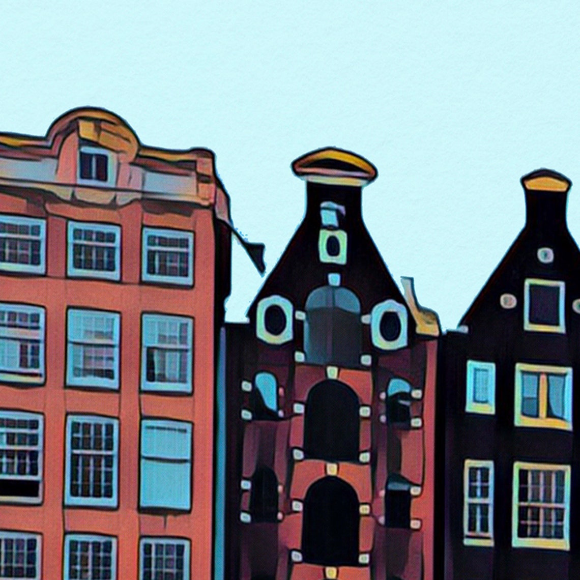 Amsterdam Gabled Canal Houses Retro Pop Art Poster Netherlands - Image 4