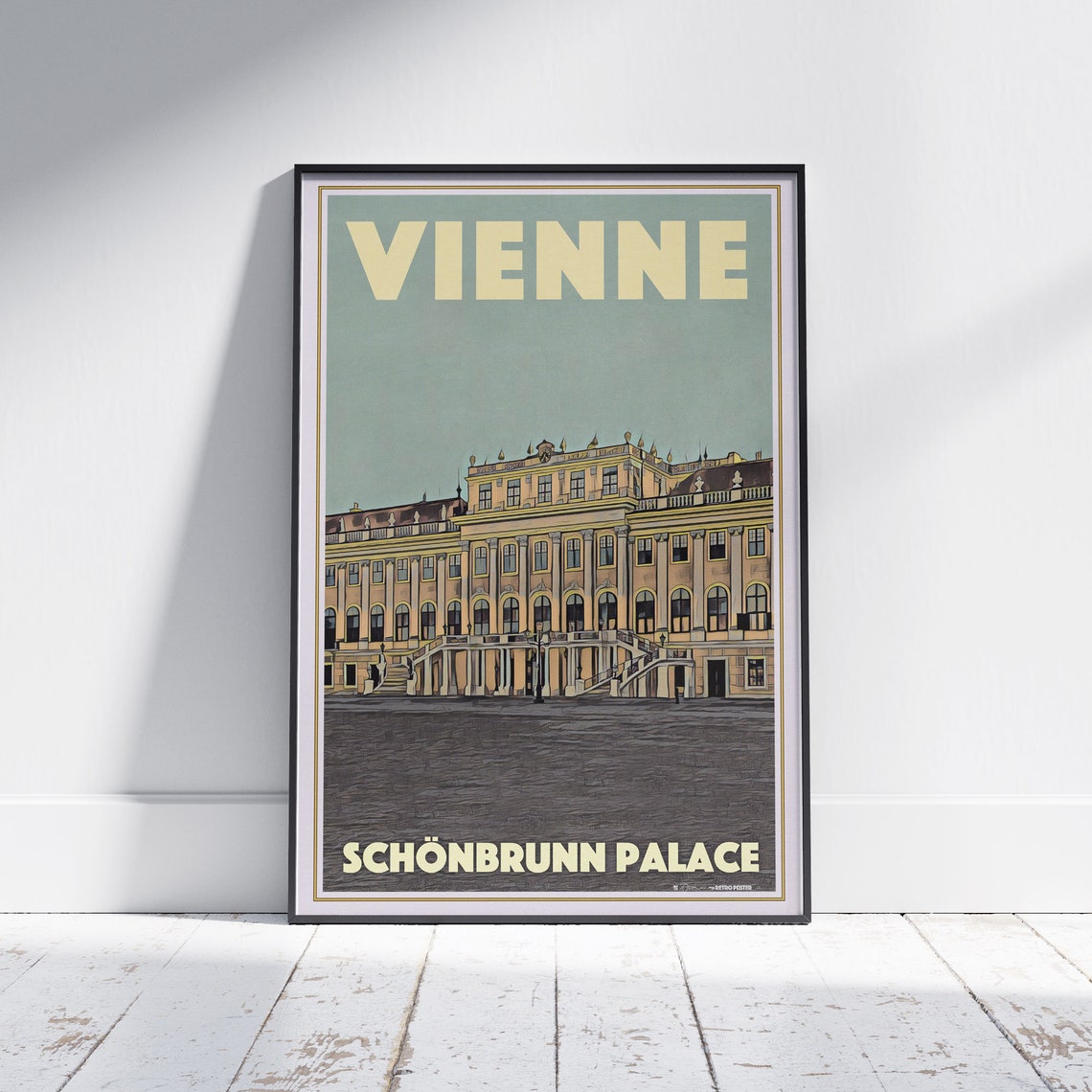 Schonbrunn Palace Imperial Facade Vienna Austria Retro Travel Poster