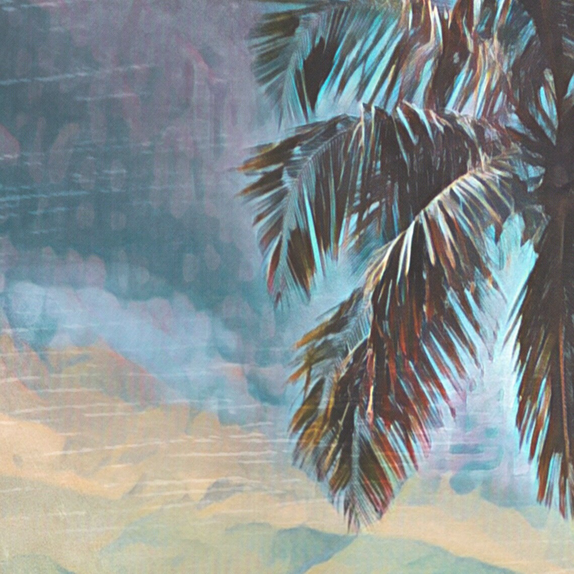 San Blas Panama Vintage Travel Poster With Leaning Palm Trees Beach - Image 4