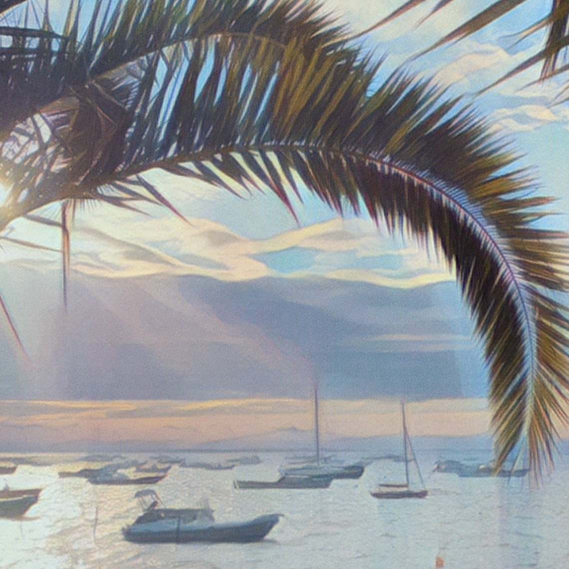 Cap Ferret L'Herbe Palm Sunset French Beach Retro Travel Poster - Image 4